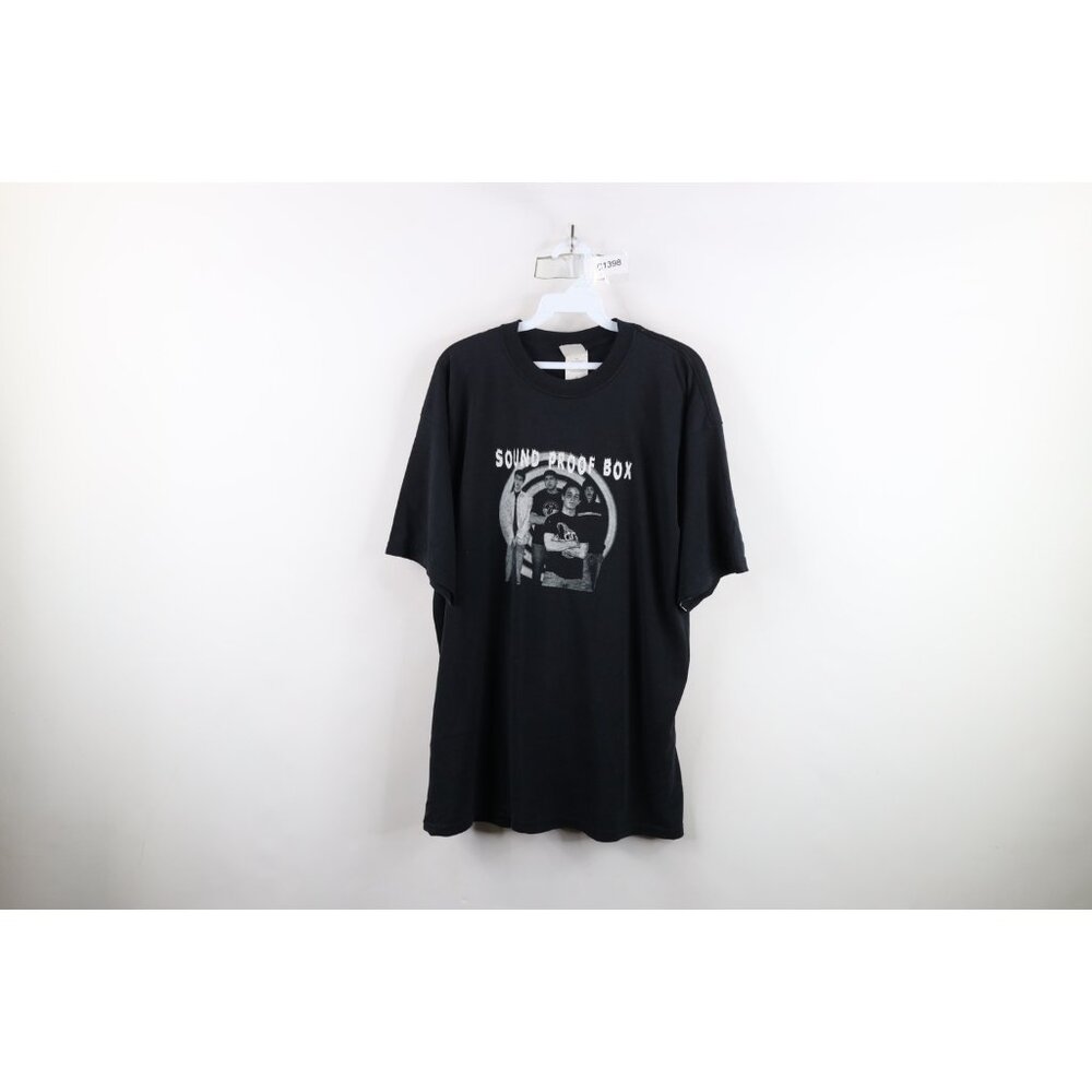 Vintage Y2k Streetwear Mens Xl Distressed Sound Proof Box Band T-Shirt Black